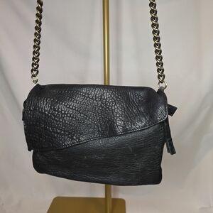 Black Leather Chain Shoulder Bag